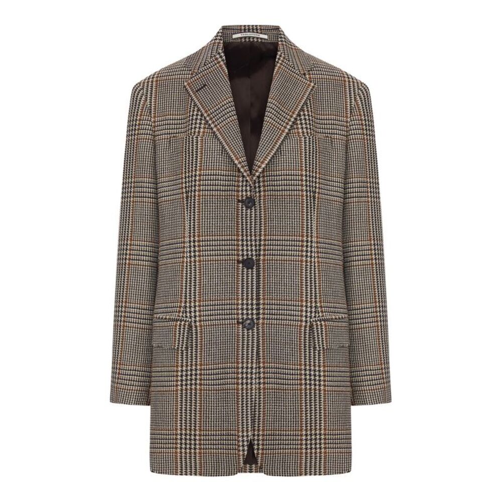 Tagliatore Women Checked Wool Blend Blazer Jacket With Three Buttons